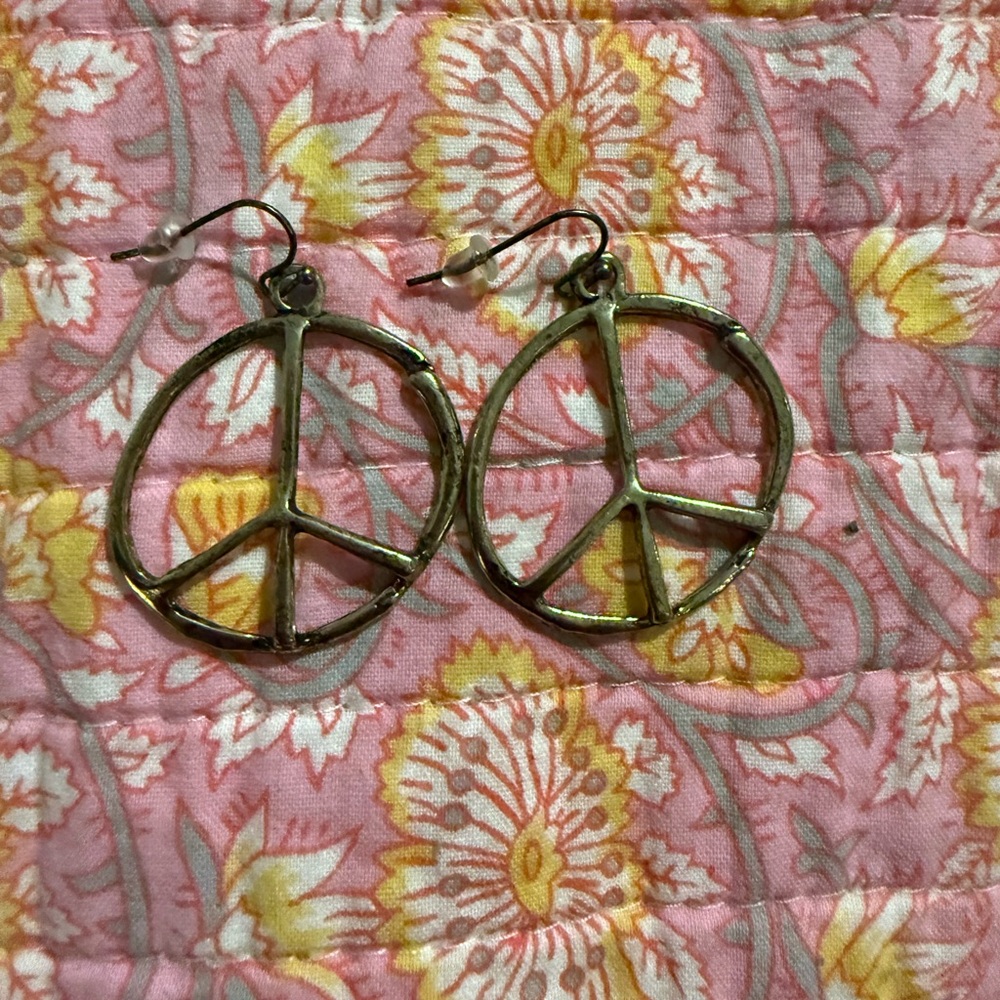 Gold Peace Sign Earrings